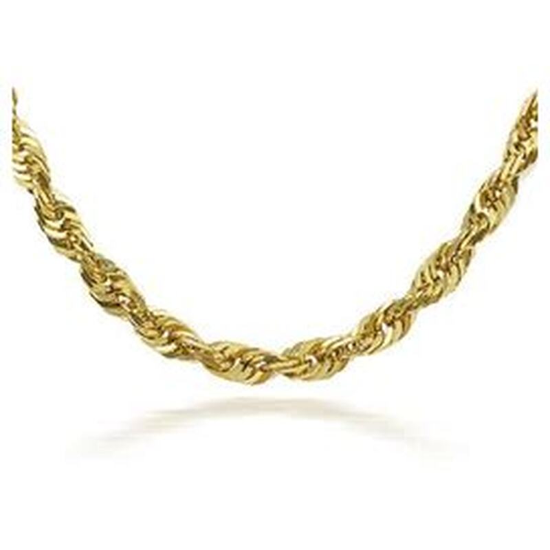 10K Gold 24 Inch Solid Rope Chain Necklace 4mm