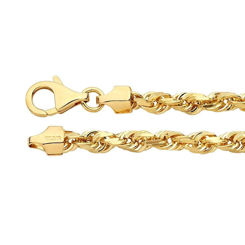 14K Yellow Gold 4.3mm Diamond-Cut French Rope Chain 20in