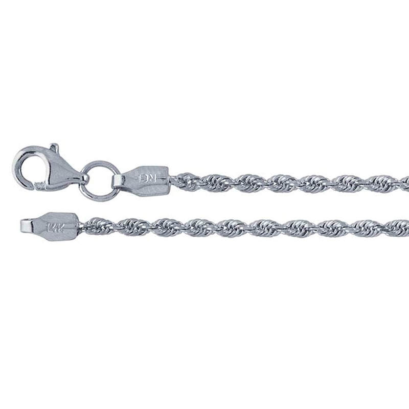 14K White Gold 1.6mm Diamond-Cut French Rope Chain 20in
